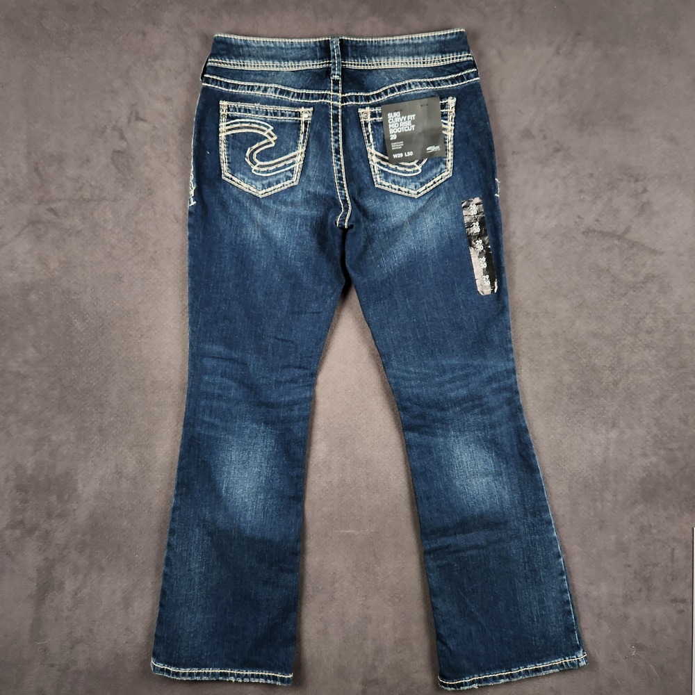 Silver‎ Jeans Suki Bootcut Jeans Womens 29 Dark Wash Mid Rise Curvy Embroidered